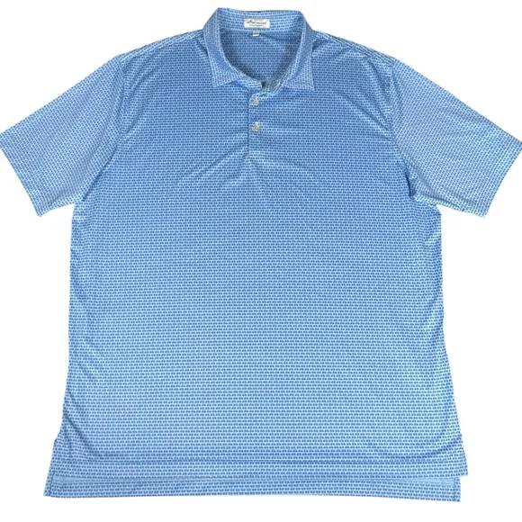 Peter Millar Summer Comfort Blue AOP Shirt All-Over Bicycle Print Polo Shirt 2XL - Picture 2 of 9
